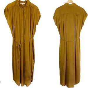 YOUNG FABULOUS & BROKE Ochre Mustard Tunic Shirt Dress Cap Sleeve NWT Small
